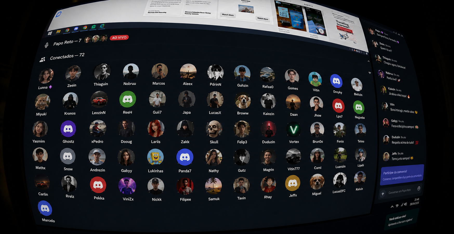 Membros reunidos no Discord da comunidade